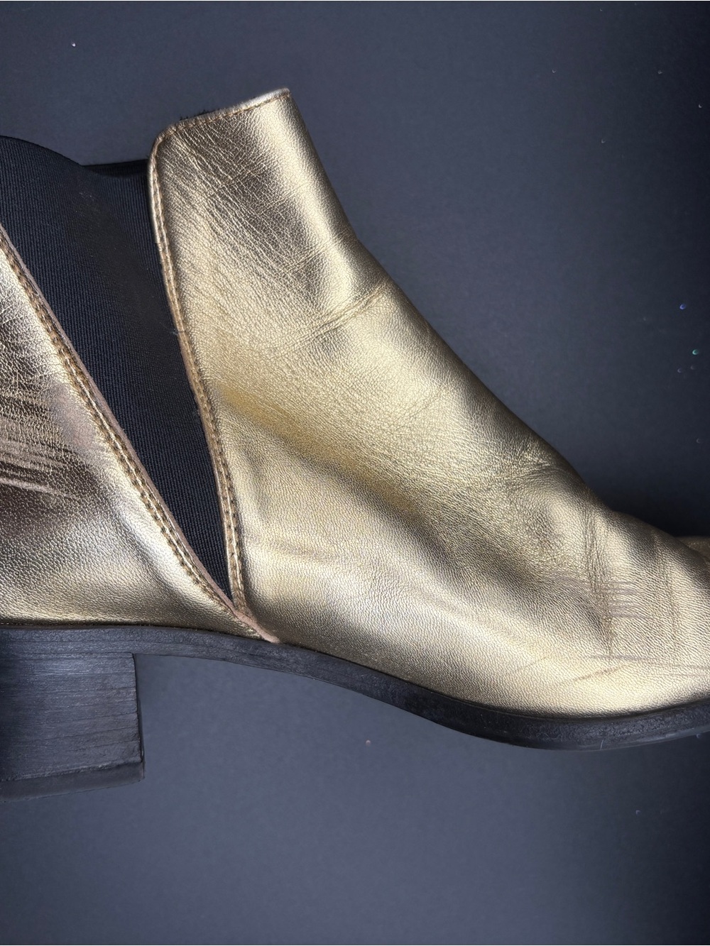 Acne Metallic Gold Pointed-Toe Chelsea Booties - Picture 9 of 10